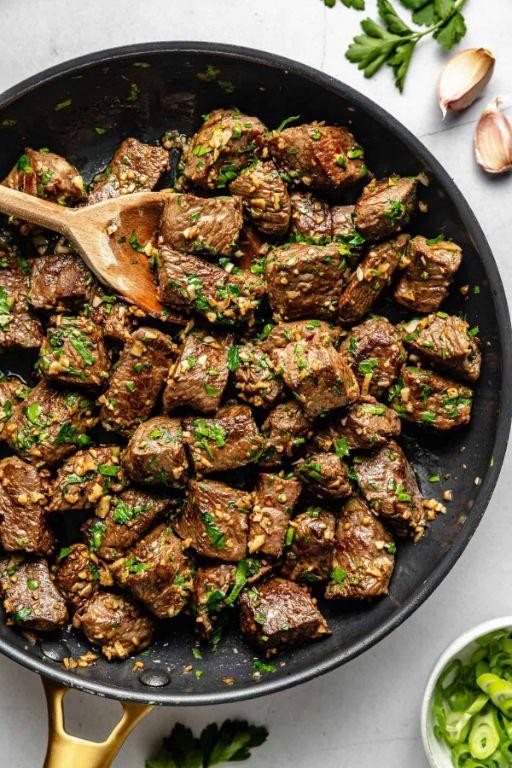 Garlic Butter Shaved Steak Skillet