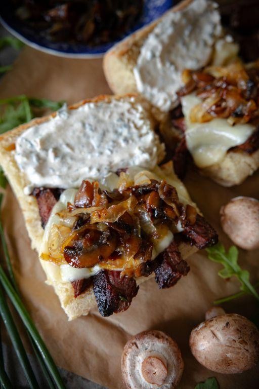 Garlic Butter Steak Sandwich with Caramelized Onions