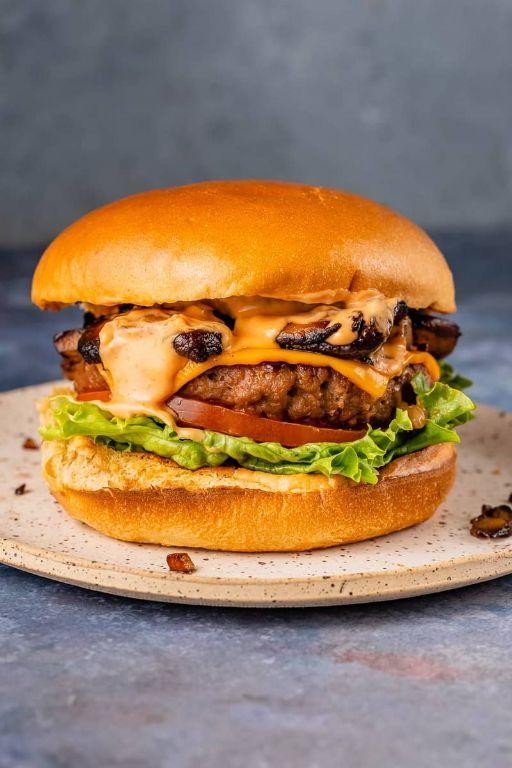 Garlic Butter Stuffed Mushroom Burger