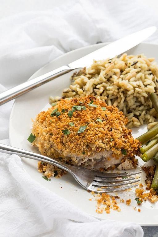 Garlic Herb Breaded Chicken Thighs
