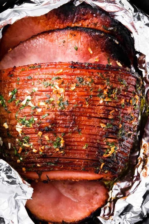 Garlic Herb Butter Spiral Ham