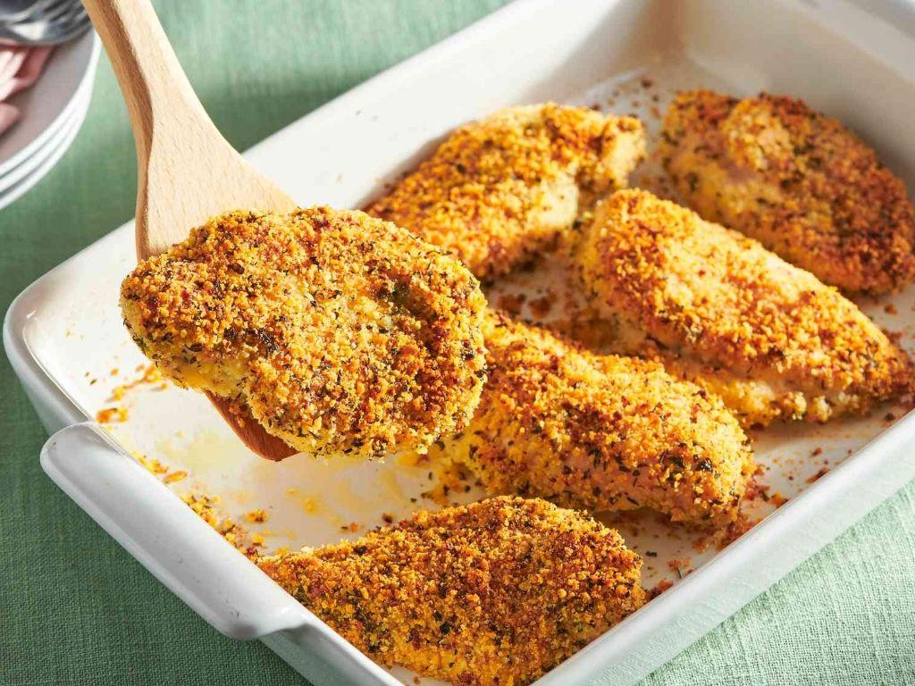 Garlic Parmesan Crusted Crispy Chicken Breast