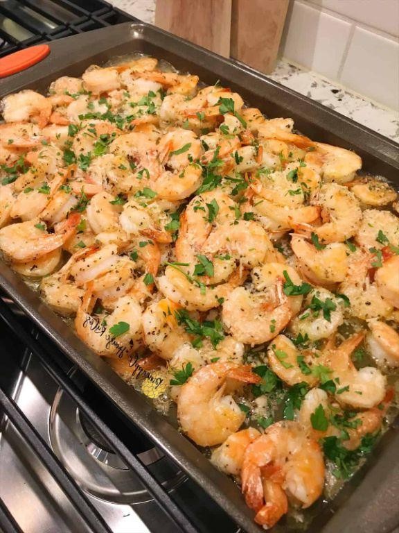 Garlic Parmesan Frozen Shrimp Bake
