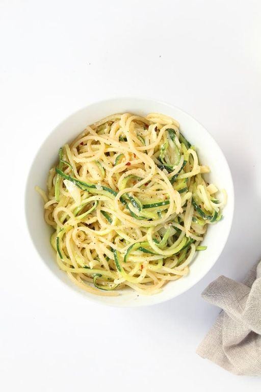 Garlic Parmesan Spaghetti with Zucchini