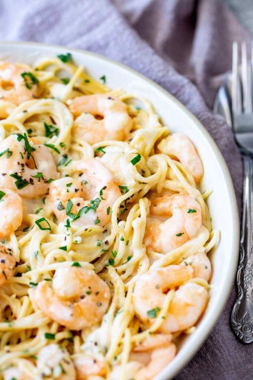 Garlic parmesan deviled shrimp pasta