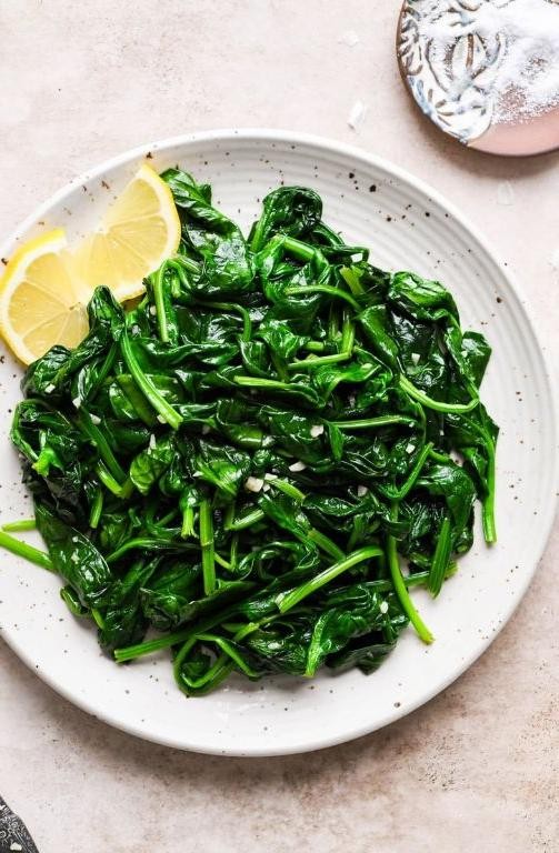 Ghee-sautéed spinach and garlic