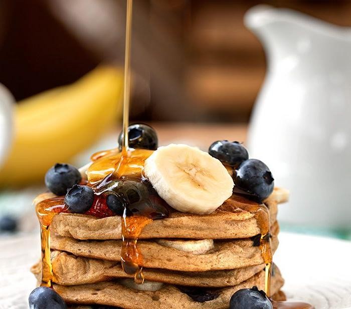 Gluten-Free Banana Pancakes with Blueberries