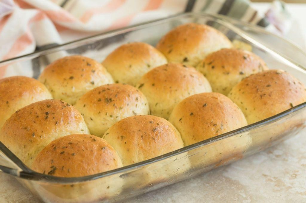 Golden Potato Rolls with Herb Butter