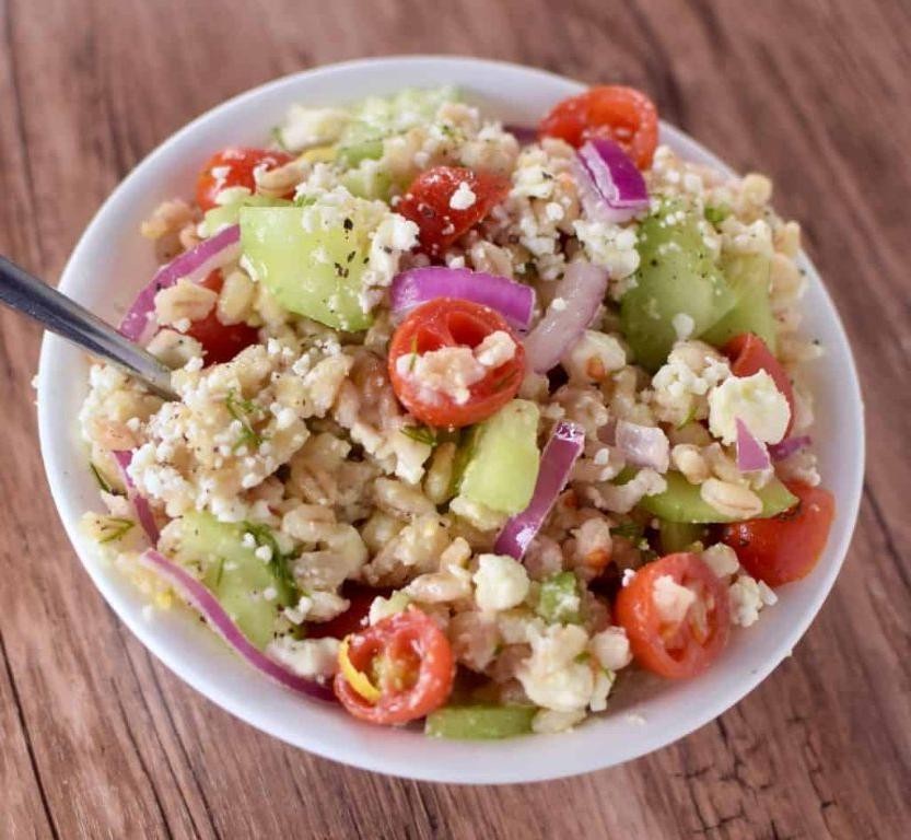 Greek Barley Salad with Cucumber and Dill