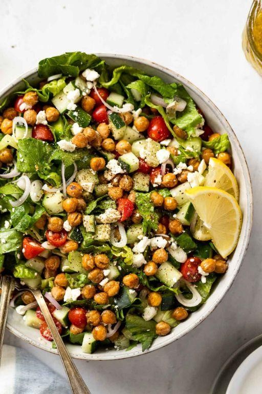 Greek Chickpea Salad with Lemon-Olive Oil Dressing