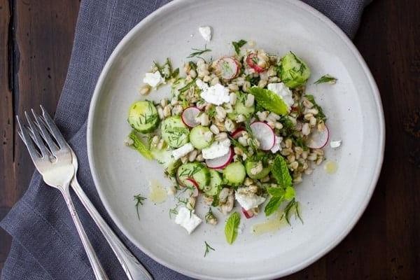Greek Farro Salad with Feta and Mint