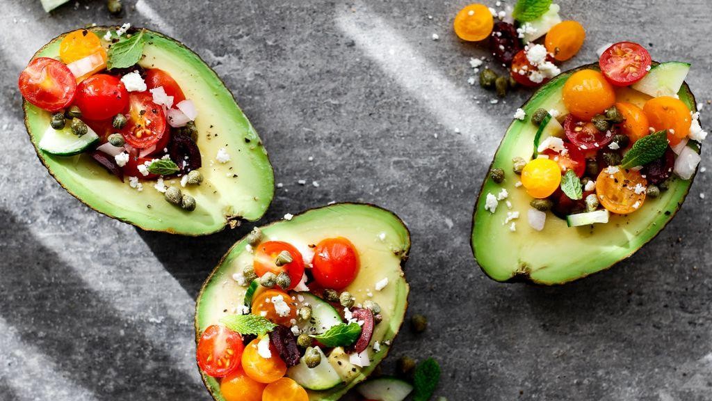Greek Salad Stuffed Avocados