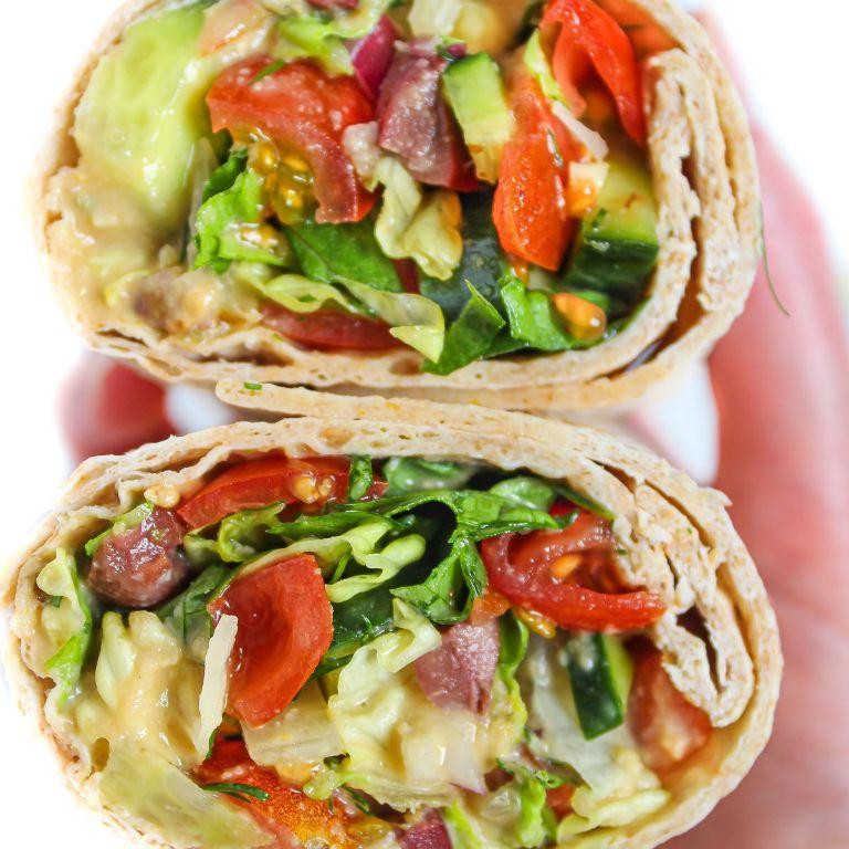 Greek Salad Wraps with Hummus