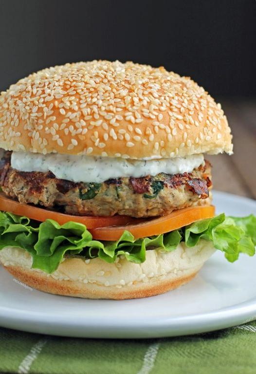 Greek-Style Turkey Burgers with Tzatziki