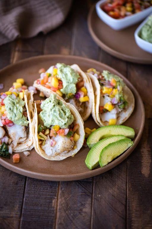Grilled Flounder Tacos with Avocado Crema