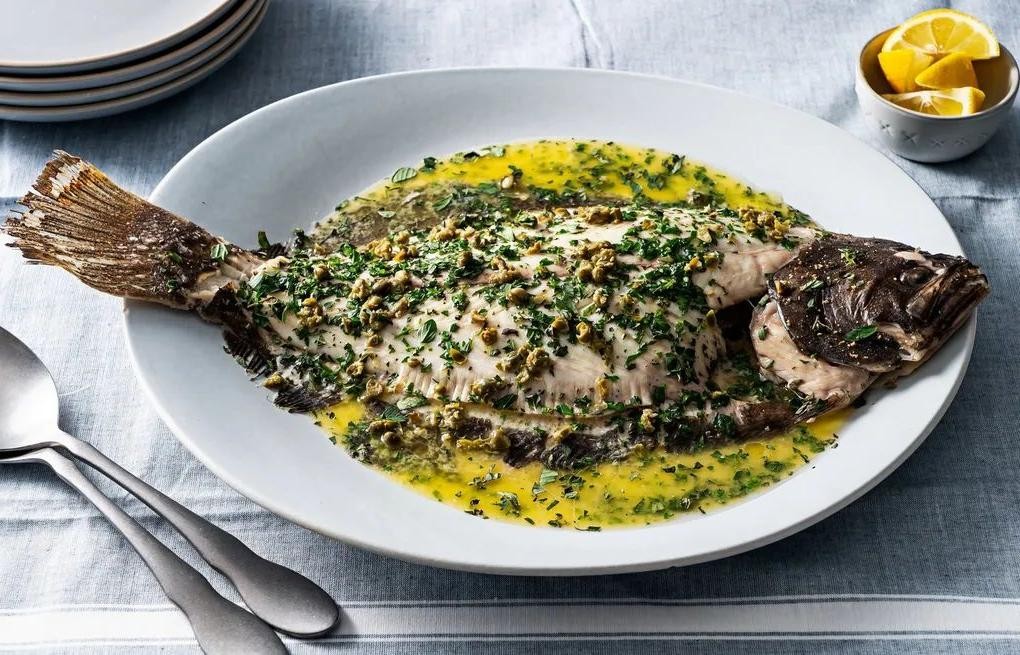 Grilled Flounder with Garlic Herb Butter