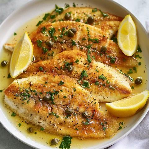 Grilled Flounder with Lemon Butter Sauce