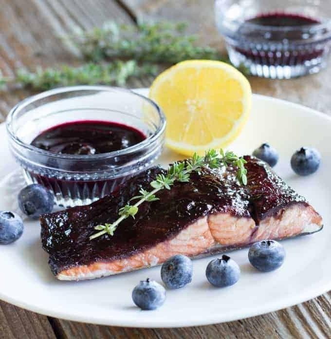 Grilled Salmon with Blueberry Balsamic Glaze