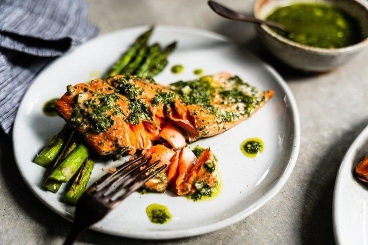 Grilled Salmon with Chimichurri Butter