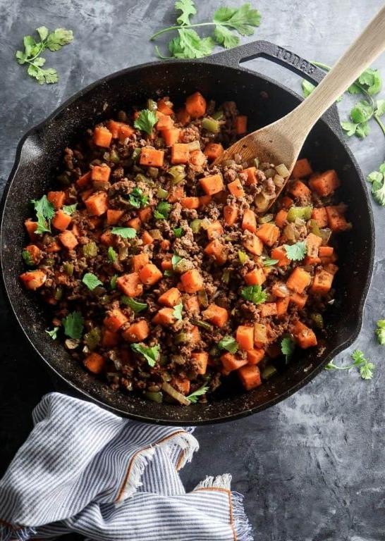 Ground Beef and Sweet Potato Hash