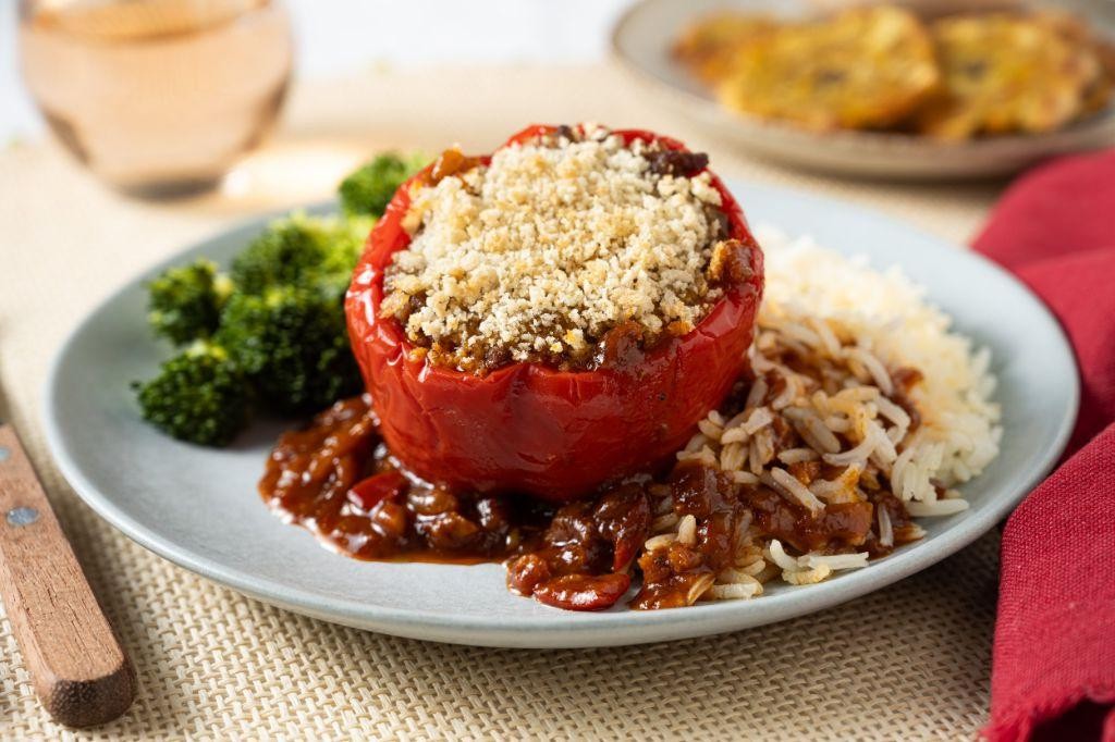 Ground Beef-Stuffed Bell Peppers Puerto Rican Style