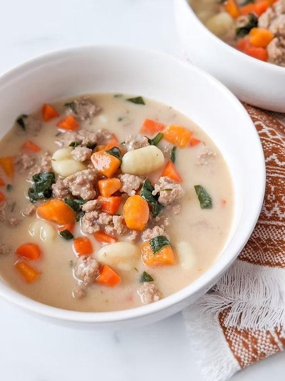 Ground Turkey and Spinach Gnocchi Soup
