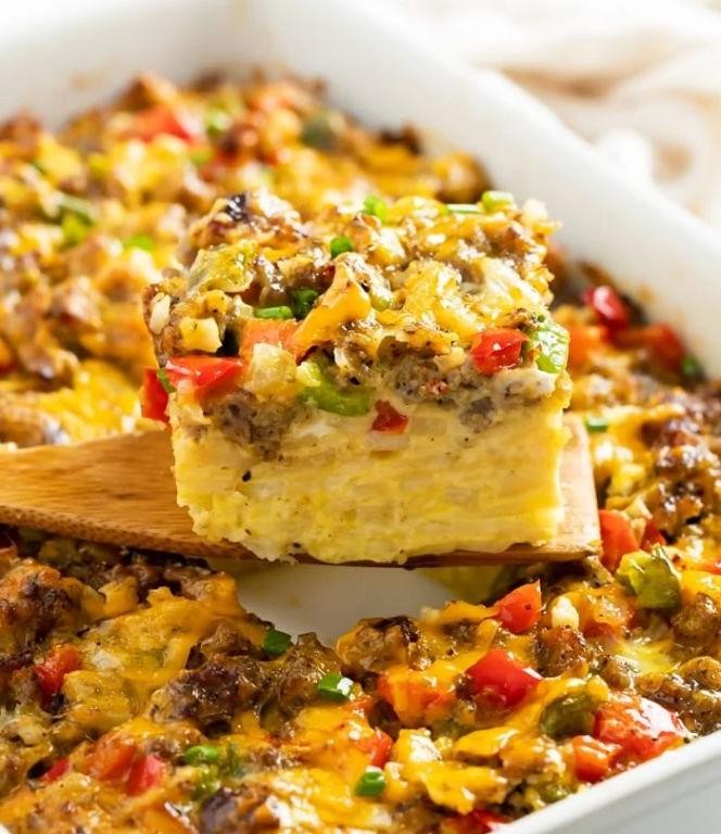 Hash Brown and Bell Pepper Breakfast Casserole
