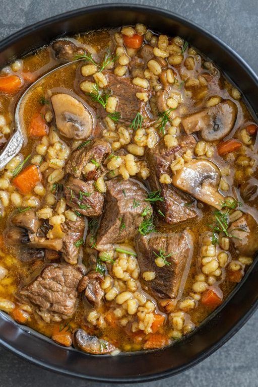 Healthy Dutch Oven Beef and Barley Stew