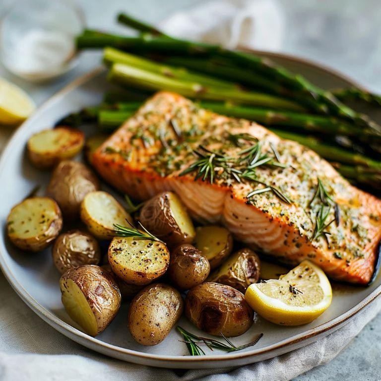 Herb and Garlic Crusted Salmon with Roasted Vegetables