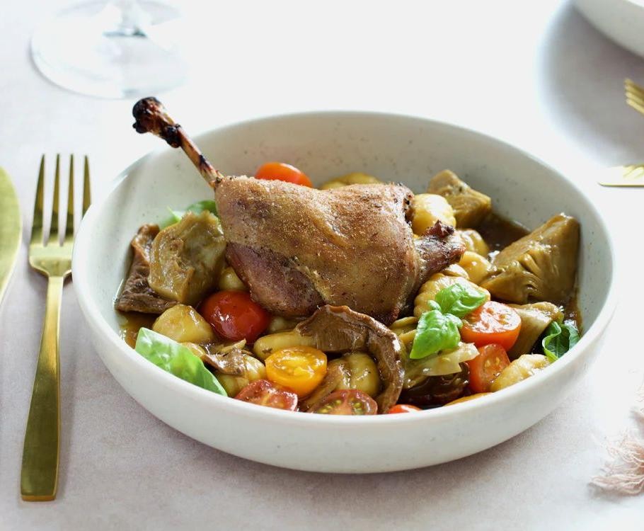 Herbed Duck Confit with Gnocchi