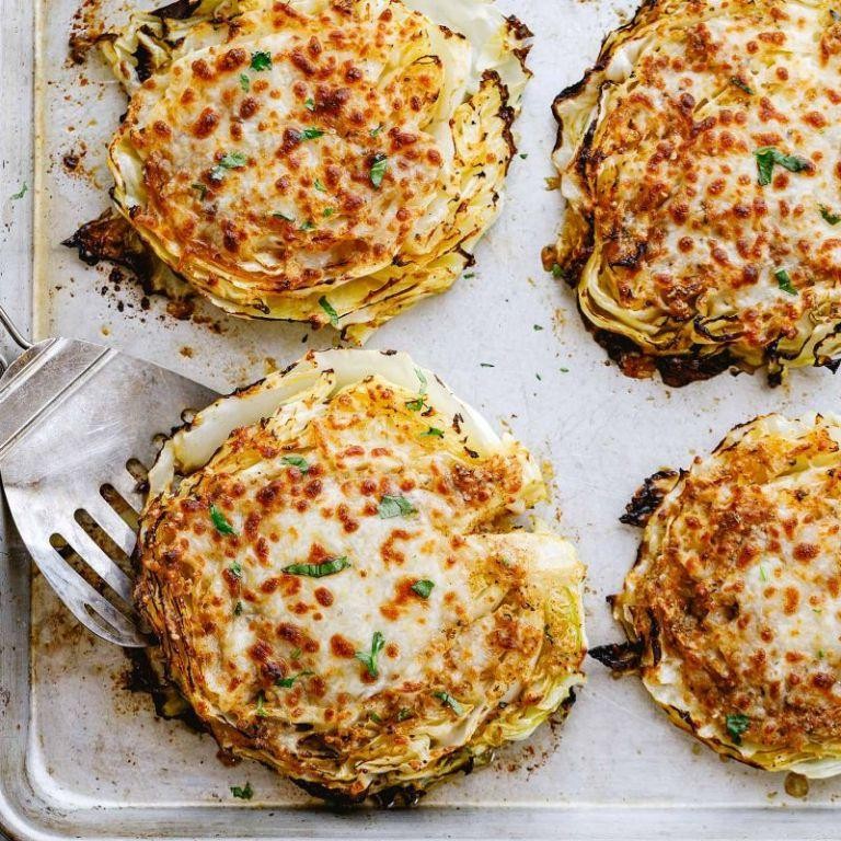 Herbed Parmesan Baked Cabbage Slices