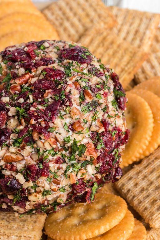 Holiday Cheese Ball with Crackers