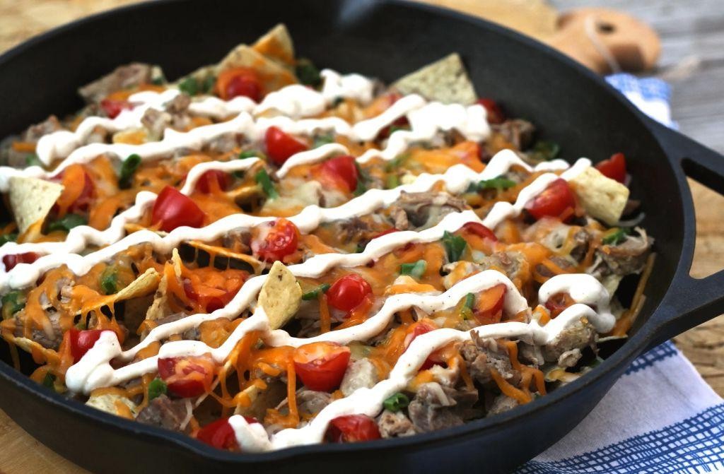Homemade Mexican Crema Drizzled Nachos