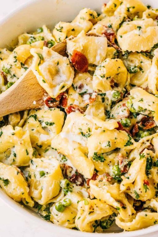 Homemade Tortellini Carbonara with Pancetta