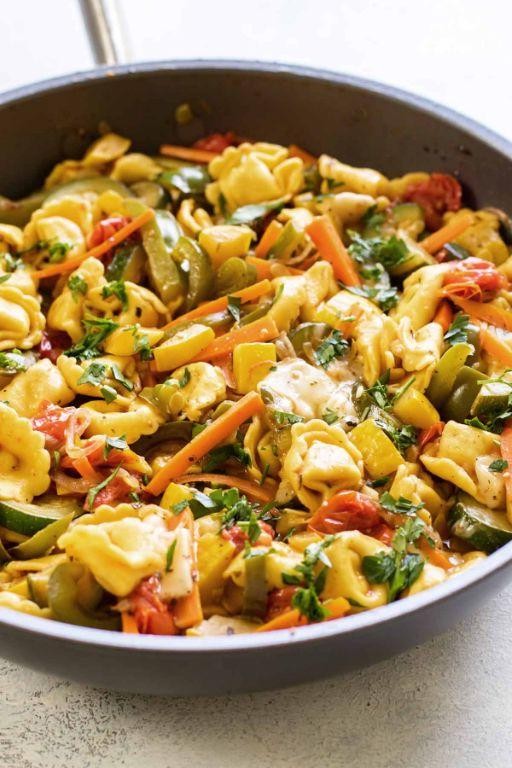 Homemade Tortellini Primavera with Fresh Veggies