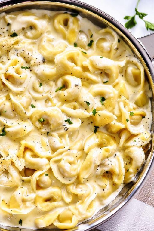 Homemade Tortellini in Creamy Alfredo Sauce
