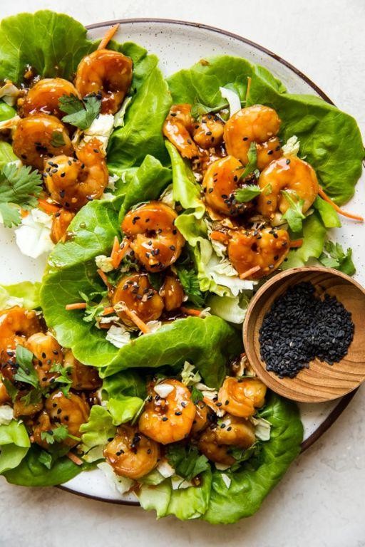 Honey Garlic Shrimp Cabbage Wraps