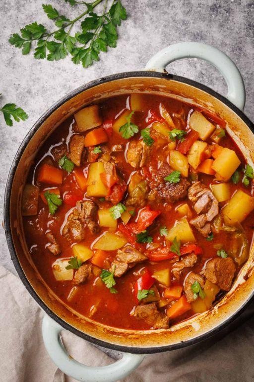 Hungarian Lamb Goulash with Paprika and Caraway