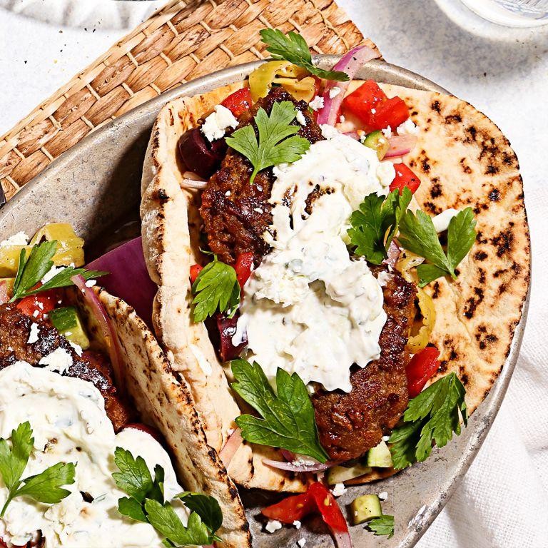 Impossible Meat Gyros with Tzatziki and Pita