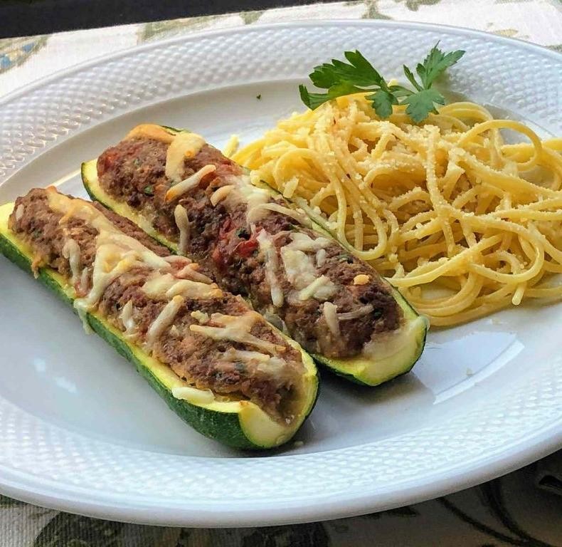 Impossible Meat Stuffed Zucchini Boats