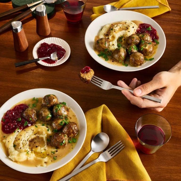 Impossible Meat Swedish Meatballs with Lingonberry Sauce