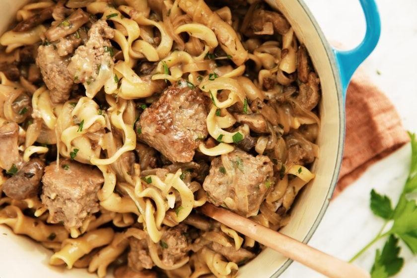 Impossible Meat and Mushroom Stroganoff