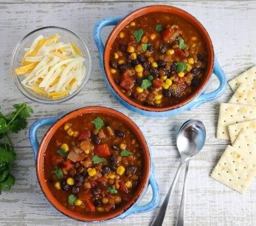 Instant Pot Lentil Chili with Black Beans