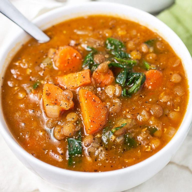 Instant Pot Lentil Soup with Spinach and Tomatoes