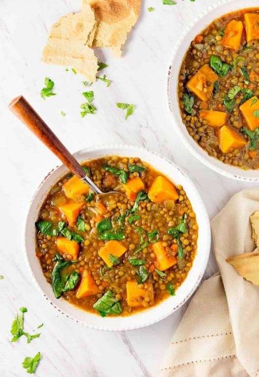 Instant Pot Moroccan Lentil Stew with Sweet Potatoes