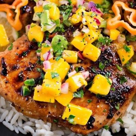 Jerk-Spiced Baked Chicken Legs with Mango Salsa