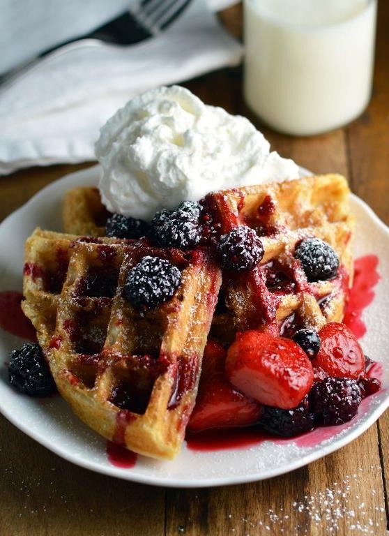 Juneberry Compote over Waffles
