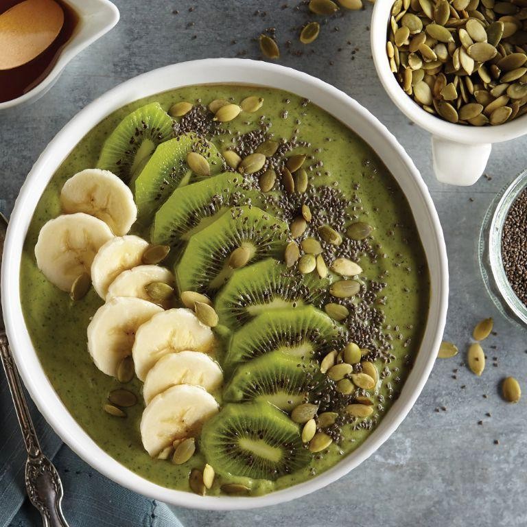 Kale and Avocado Green Smoothie Bowl
