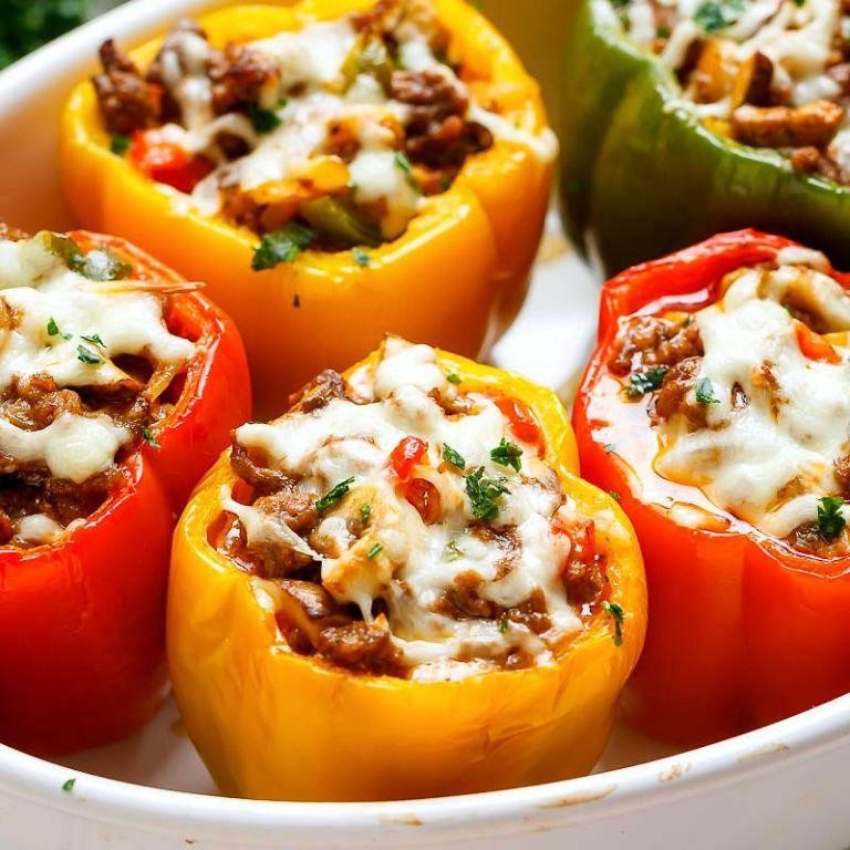 Keto Beef and Cheese Stuffed Bell Peppers