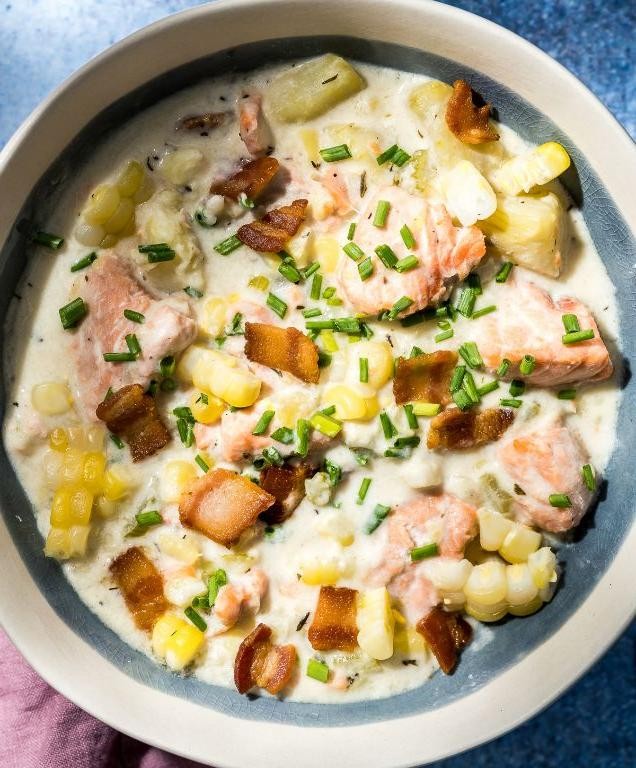 King Salmon Chowder with Corn and Potatoes